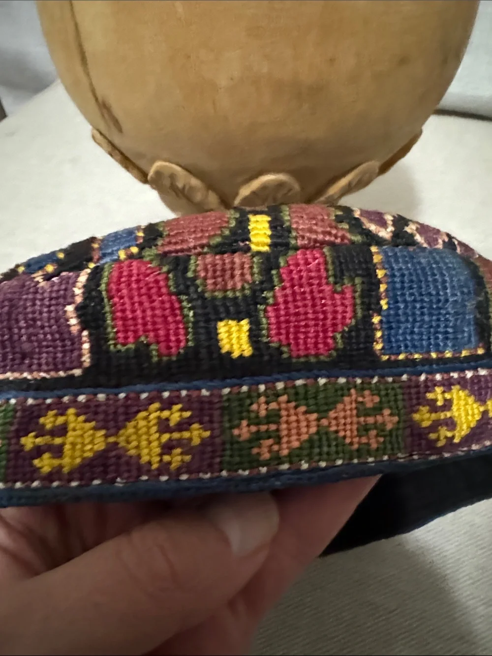 Vintage Uzbek Embroidered/Lined Unisex Skull Cap-Asia-Brightly Colored-EUC